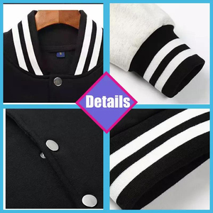 Blouson aviateur Letterman Varisty pour hommes et femmes avec logo personnalisé vente en gros de veste de baseball en laine noire foncée de super qualité pour collège pour hommes - Product Image 3