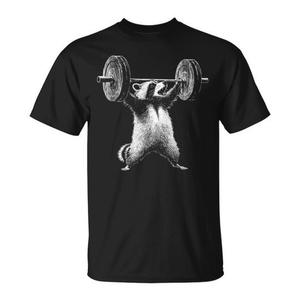 T-shirt Promozionale Deadlift Raccoon Gym per Allenamento con Pesi - Abbigliamento Fitness - Product Image 1