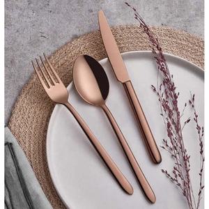 Couverts de banquet de mariage en acier inoxydable poli or rose royal de luxe avec poignée audacieuse ensemble de couverts cuillère et fourchette - Product Image 1