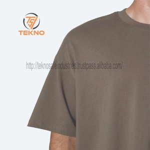 Camiseta de gran tamaño de algodón 100% de lujo para hombre, logotipo personalizado, peso pesado, ajuste cuadrado, secado rápido, cuello redondo, costilla, longitud larga, patrón sólido - Product Image 4