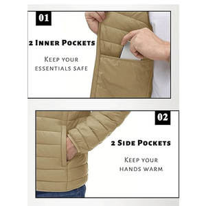 Chaqueta de invierno acolchada con aislamiento empacable ligera para hombre, abrigo hinchado alternativo de plumón resistente al agua de alta calidad - Product Image 5