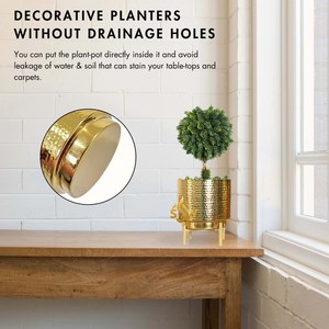 Juego de 2 macetas decorativas de suelo de forma redonda pulida de oro brillante y macetas para bodas y restaurantes, maceta y maceta de lujo - Product Image 5