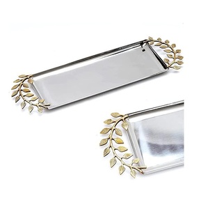 Luxury Eco Friendly Metal Tray Rectangular <b>Snack</b> Dessert Serving Tray - Product Image 2