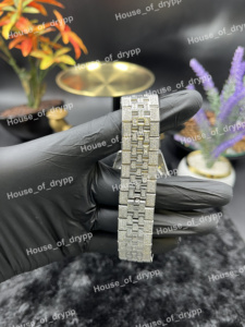 Montre en acier inoxydable sertie de diamants Moissanite avec bracelet entièrement pavé, montre-bracelet tendance Hip Hop pour homme et femme, idéale pour les soirées - Product Image 3