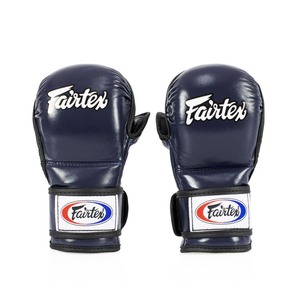 ถุงมือชกมวย Fairtex สีน้ำเงินแบบกำหนดเอง ทำจากหนังแท้ น้ำหนักเบา พร้อมโลโก้ แบบผูกเชือก สำหรับฝึกซ้อมและต่อสู้ MMA มวยไทย - Product Image 1