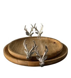 Plateau de service en bois de manguier avec cerf en métal Luxe moderne Plateau de service Offre Spéciale pour la maison Hôtel et restaurant Plateaux décoratifs pour dessus de table - Product Image 1