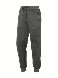 Men's Joggers Tracksuit Pants - Heavy-Duty Full-Zip Tapered Fit with Zippered Pockets Gym & Outdoor Training Trousers Grey/Black - Product Image 4