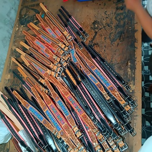 Collar de perro de cuero con cuentas occidental acolchado suave de calidad superior Collar de perro con herramientas occidentales a precio mayorista - Product Image 5