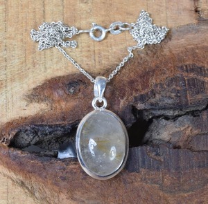 Pendentif mode rutile doré pendentif en argent sterling 925 avec pierres précieuses bijoux faits à la main forme ovale pendentif de créateur cadeau pour elle - Product Image 3