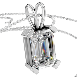 Collier pendentif en moissanite taille émeraude de 3 carats, or 14 carats, quatre griffes, certifié IGI, bijoux pour femmes, vente en gros, cadeau de mariage - Product Image 4