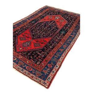 พรมขนสัตว์ถักมือสีน้ำเงิน Aalam รุ่น Paem-523 สำหรับตกแต่งห้องนั่งเล่นในบ้าน พร้อมลวดลายรูปทรงสี่เหลี่ยมผืนผ้าแบบเมดัลเลียน - Product Image 2