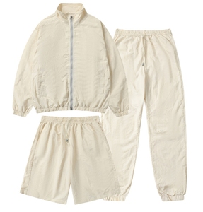 Ensemble de vêtements de sport décontractés pour hommes veste zippée shorts et pantalons combinés ensemble de survêtements pour hommes veste légère shorts et joggers - Product Image 4