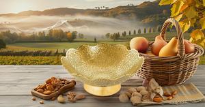 Bol à fruits secs Rampuri en laiton fait à la main de 9 "belle conception de paon doré ustensiles de cuisine durables stockage de travail de sculpture décorative - Product Image 5