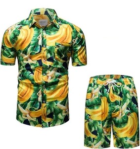 Diseño personalizado 2025 hombres playa vacaciones de verano sublimación impresa P0lyester gráfico estampado floral camisa y conjunto corto - Product Image 4