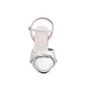 Escarpins pour femmes à dos argenté WN5293 Satndals de haute qualité talon mince fermeture à enfiler bout pointu léopard PU pour mariage de printemps - Product Image 1