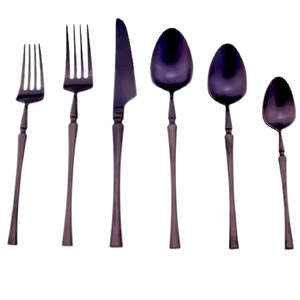 Ensemble de 6 couverts de luxe en argent Design moderne en acier inoxydable de qualité supérieure - Product Image 1