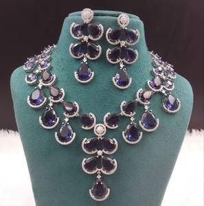 Fashionable <b>Silver</b> Tone American Diamond <b>Necklace</b> Sparkling CZ Zircon <b>Necklace</b> <b>Set</b> for Women Perfect For Parties Gift <b>And</b> Wear - Product Image 5