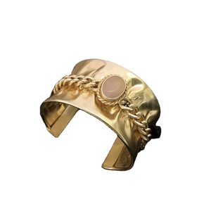 Gold Plated Handmade Tangle Wire Rose <b>Quartz</b> Gemstone Designer Cuff and Bangle Brass Jewelry SKU6976 - Product Image 1