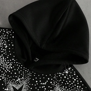 Sweat à capuche zippé pour homme, imprimé personnalisé, avec strass et pierres brillantes de luxe, coupe oversize, effet délavé, style streetwear vintage, collection automne - Product Image 5