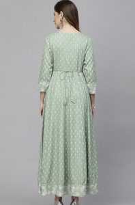 Vestido étnico con estampado de motivos étnicos de alta calidad | Diseño estampado elegante | Vestido de mujer para ropa de fiesta - Product Image 5