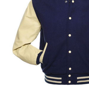 Veste universitaire en laine mélangée bleue pour homme et femme, broderie, fermeture à boutons, tissu d'hiver pour le travail, design de lettreman - Product Image 3