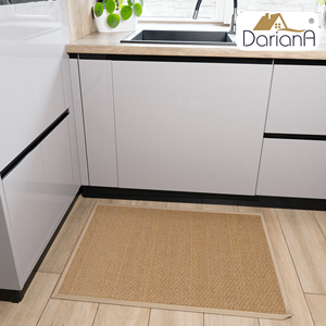 Alfombra de Yute Rectangular de Color Sólido con Base de Goma Antideslizante, Tejido Plano para Uso Doméstico, Beige, 70x120cm - Product Image 5