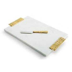 Tablero decorativo de mármol de lujo, con Rama de METAL dorado y cuchillo - Product Image 6
