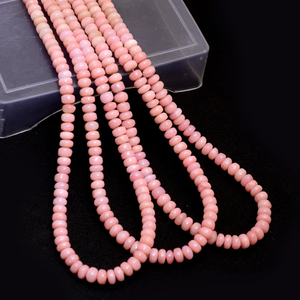 Natural Pink Opal Gemstone 5mm-7mm Rondelle Smooth Beads Natural Shaded Pink Opal Semi Precious Gemstone Loose Beads for Jewelry - Product Image 3