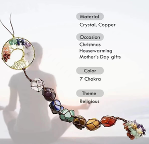 Tree of Leaf Chakra Stones Healing <b>Crystals</b> Feng Shui Hugging <b>Ornament</b> 7 Chakra Wall <b>Ornament</b> Meditation Hugging Car <b>Ornament</b> - Product Image 3