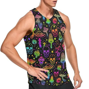Tissu respirant entraînement plaine Gym Sublimation débardeurs en gros meilleure vente hommes impression débardeur - Product Image 2
