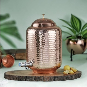 Distributeur d'eau de sculpture en cuivre pur 100% Avantages pour la santé Distributeur de finition en cuivre brillant de haute qualité - Product Image 5