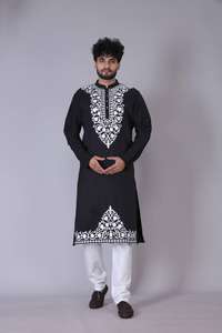 <b>Men's</b> Stylish Designer Eid Collection Work Embroidery <b>Kurta</b> Pajama 2024 Wedding Silk <b>Kurta</b> Payjama for Eid Special Occasions - Product Image 2