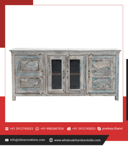 Armoire en bois récupéré à 4 portes de haute qualité Design soulful meubles de chambre à coucher de salon extérieur meubles de bureau à domicile fabriqués - Product Image 3