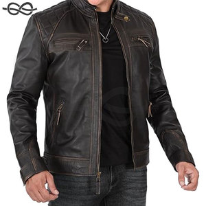 Chaqueta de Cuero para Motocicleta Más Vendida para Hombre, Acolchada, Estilo Café Racer, Cuello Alto, Transpirable, para Motociclistas con Estilo - Product Image 4
