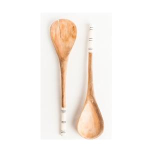 Dernier outil à salade en bois Ensemble de couverts à salade à la main Ensemble de serveurs à salade en bois d'acacia de style américain - Product Image 1