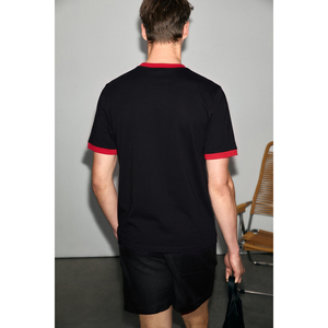 GRIMELANGE Pamir Men's Organic Cotton Contrast Collar <b>T</b>-<b>Shirt</b> for <b>World</b> <b>Cup</b> Special Print - Product Image 4