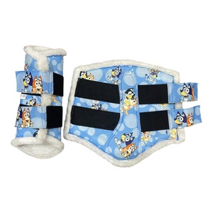 Ensemble de tapis de selle pour chevaux Tough Tack pour enfants avec voile anti-mouches, protège-encoches, en coton et polyester, imprimé dessin animé, mignon et assorti - Product Image 3