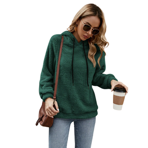 Sweat à capuche en polaire sherpa pour femme, doux et moelleux, à manches longues, chaud pour l'hiver, décontracté, coupe ample, confortable - Product Image 3