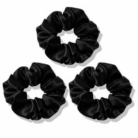 Lot de 3 chouchous 100 % soie de mûrier, élastiques à cheveux en soie anti-frisottis et anti-casse pour cheveux bouclés, sans dommages, pour queue de cheval