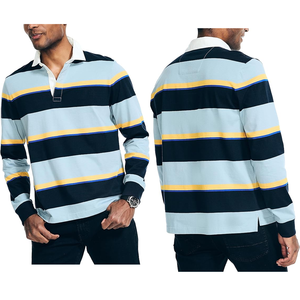 Polo de algodón 100% transpirable de ajuste clásico para hombre, camiseta Polo de solapa de manga larga con costuras de tendencia Multicolor de verano - Product Image 6