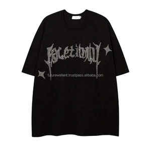 T-shirts en coton de haute qualité pour hommes T-shirts en pierre du Rhin personnalisés T-shirts d'été en plein air T-shirts à la mode pour hommes avec couleur noire - Product Image 1