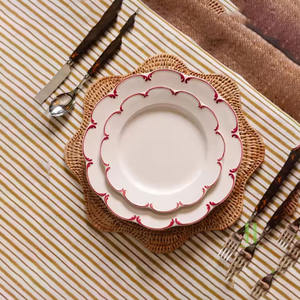Wicker Scalloped Charger <b>Plate</b> Boho Rattan Charger <b>Plates</b> for Table Decoration Handmade Placemat From Vietnam - Product Image 5