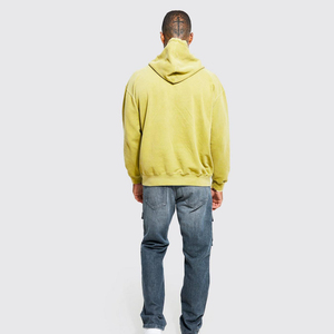 Sweat à capuche pour homme en polyester 100% lourd, uni, délavé à l'acide, basique, streetwear personnalisé pour l'hiver - Product Image 3