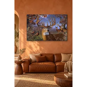 Impression sur toile de cerfs et de faons dans la forêt d'automne de Fida - Product Image 5