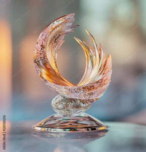 Trofeo artístico en forma de espiral con acabado en oro y cristal translúcido. Elegante disponible a precios de mayoreo. - Product Image 6