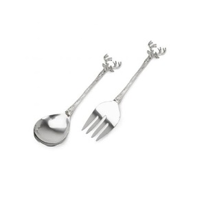stainless steel & brass dinner serving cutlery set of 2 for hotel & restaurant metal dinner flatware set for kitchen ware - Product Image 3
