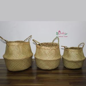 Decorative Eco-friendly Natural Palm Leaf <b>Storage</b> <b>Baskets</b> for Home Organization - Product Image 1