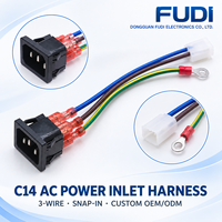 Prise d'alimentation CA à clipser IEC C14 personnalisée avec faisceau de câbles LH14-2, câble de port de charge, conducteur en cuivre étamé, gaine en PVC