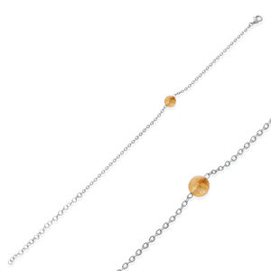 Round Citrine Stone Design <b>Charm</b> Link Chain <b>Bracelet</b> Turkish Wholesale Handmade 925 <b>Sterling</b> <b>Silver</b> Jewelry - Product Image 5
