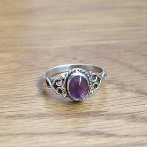 Anillo de piedra preciosa de amatista púrpura en plata de ley 925, regalo de Navidad para mujer - Product Image 5